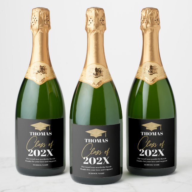 Graduation black and gold wine label (Bottles)