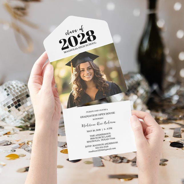 Graduation Black Cap And Tassel Photo Open House  All In One Invitation (Creator Uploaded)