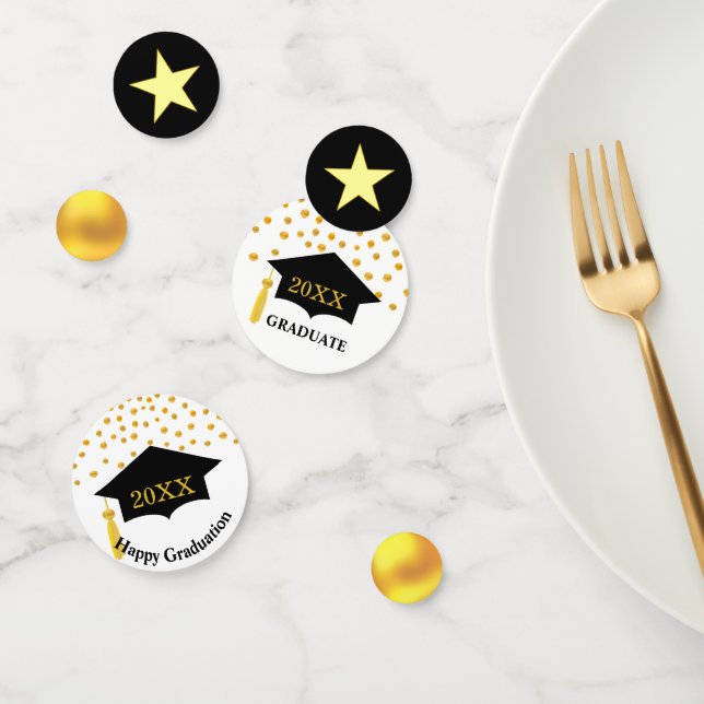 Graduation Black Cap & Gold Table Confetti (Group)