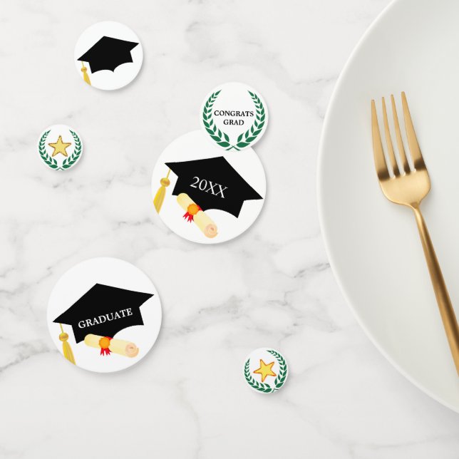 Graduation black cap, laurel & stars Confetti (Group)