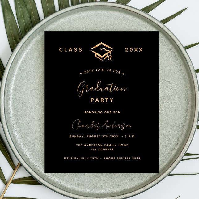 Graduation black gold 2024 budget invitation (Creator Uploaded)