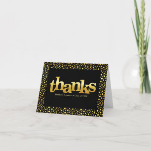 Graduation black gold bold modern typography thank you card