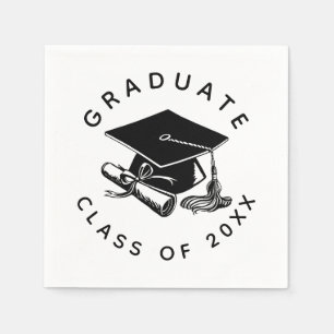Graduation Black Grad Cap Diploma Class of 2023 Napkin