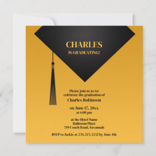 Graduation Black Hat Invitation