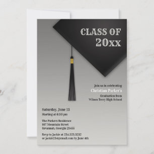 Graduation Black Hat Invitation