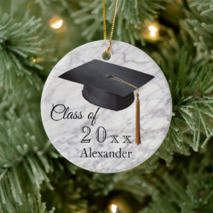 Graduation Black Marble Personalized Ceramic Ornament
