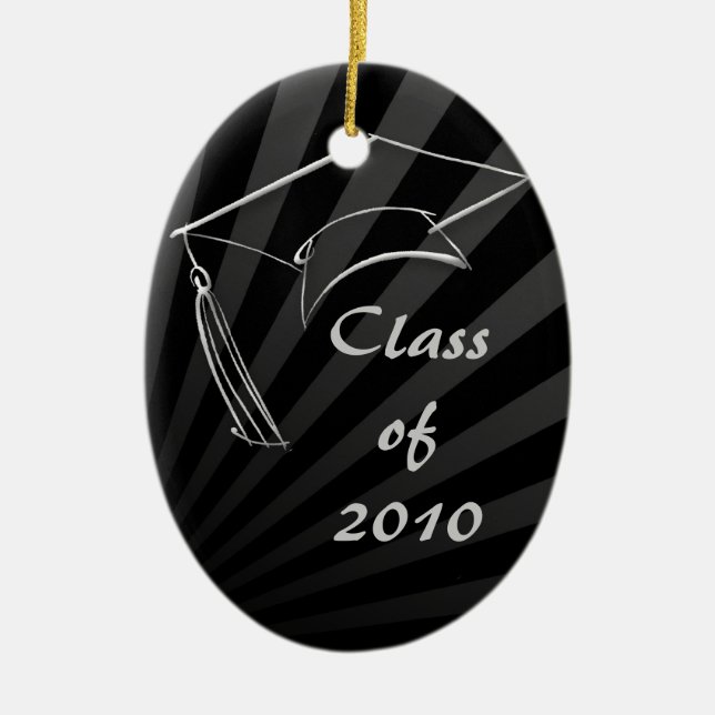 Graduation Black Personalized Christmas Ornament (Front)