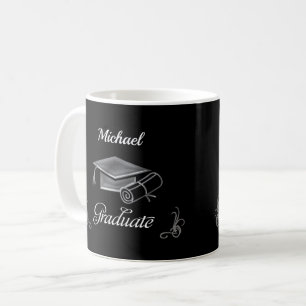 Graduation Black & Silver, Cap & Diploma Coffee Mug