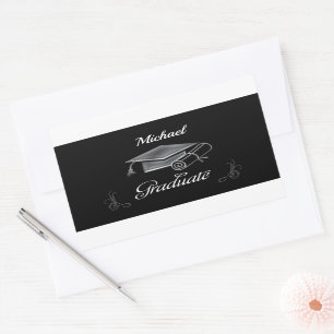 Graduation Black & Silver, Cap & Diploma Sticker