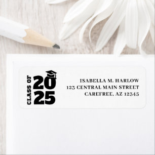 Graduation Black Tassel Cap Return Address