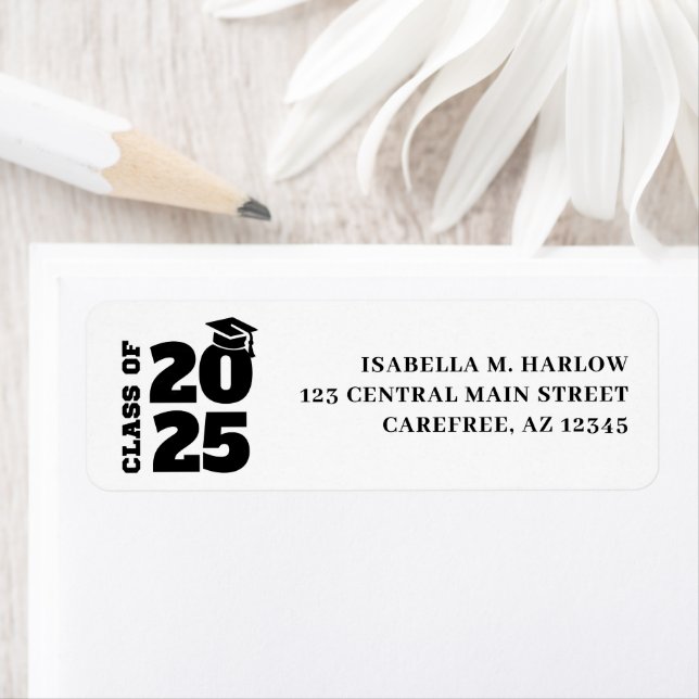 Graduation Black Tassel Cap Return Address (Insitu)