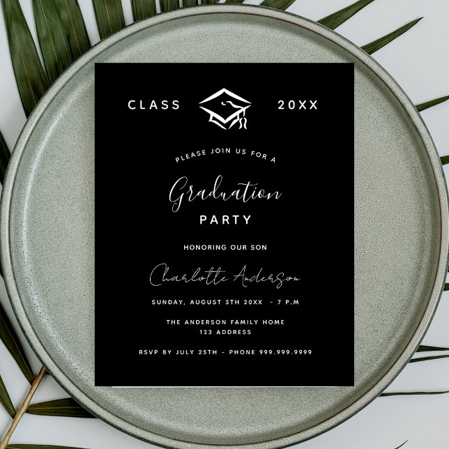 Graduation black white 2025 budget invitation flyer (Creator Uploaded)