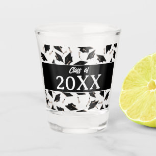 Graduation Black White Personalized Class of Shot Glass