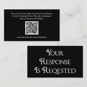 Graduation Black White RSVP QR Code Response Card