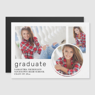 Graduation blanche 3 Photo Collage Faire-part