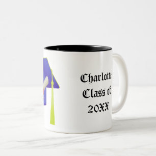 Graduation Blue Cap Class of 20XX Add Name Two-Tone Coffee Mug