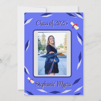 Graduation, Blue Flat Announcement Card