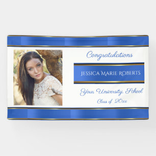Graduation, Blue Gold, Custom Photo, Banner