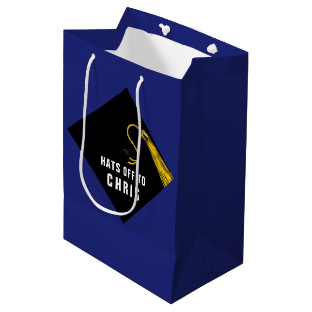 Graduation Blue Medium Gift Bag (Front Angled)