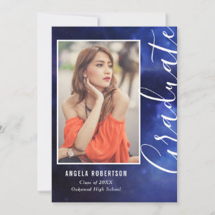 Graduation Blue Nebula Space Stylish Modern Photo