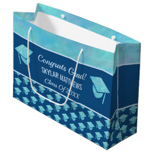 Graduation Blue Opal Pattern Trendy Congrats Large Gift Bag