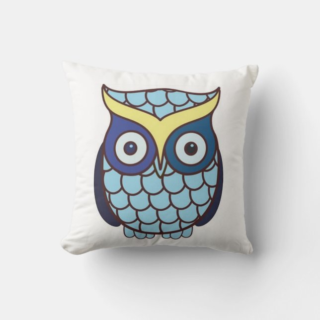 Graduation Blue Owl Gift Square Throw Pillow (Front)