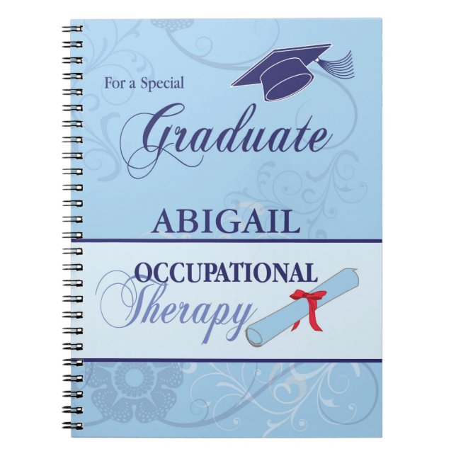 Graduation Blue Swirls, Vertical Gift Notebook (Front)