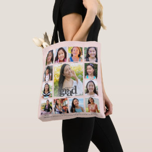 Graduation Blush Pink K–12 Modern Photo Collage Tote Bag