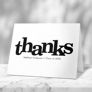 Graduation bold black and white modern typography thank you card
