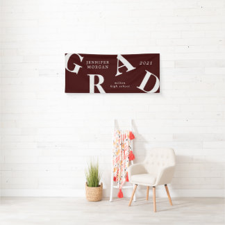 graduation bold letters school colours banner