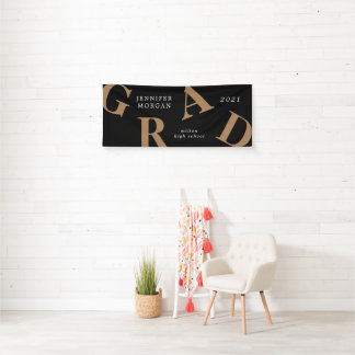 graduation bold letters school colours banner