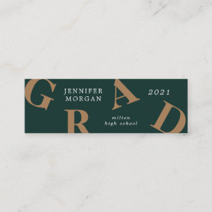 graduation bold letters school colours  Name Card
