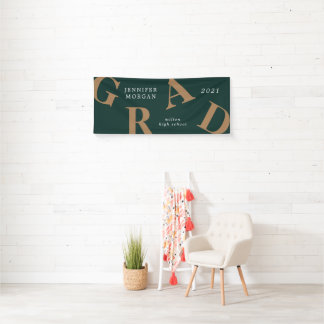 graduation bold letters school colours  Name Card  Banner