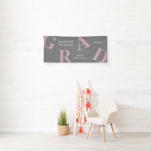 graduation bold letters school colours Name Card Banner