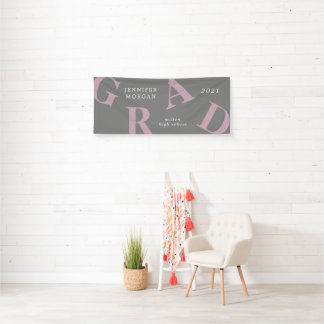 graduation bold letters school colours  Name Card  Banner