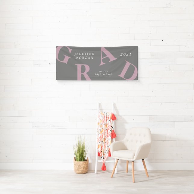 graduation bold letters school colours  Name Card  Banner (Insitu)