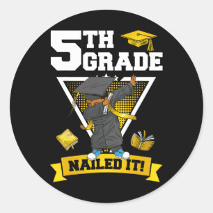 Graduation Boy 5th Grade Nailed It Cl Of 2024  Classic Round Sticker