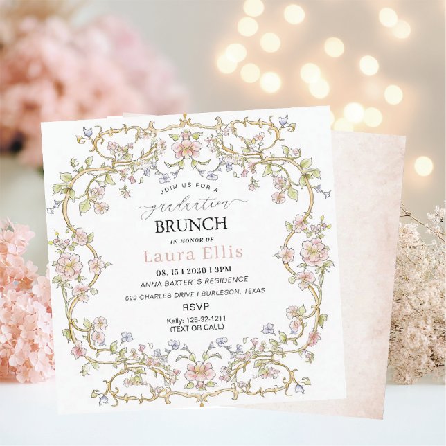Graduation Brunch elegant modern watercolor Invitation (Creator Uploaded)