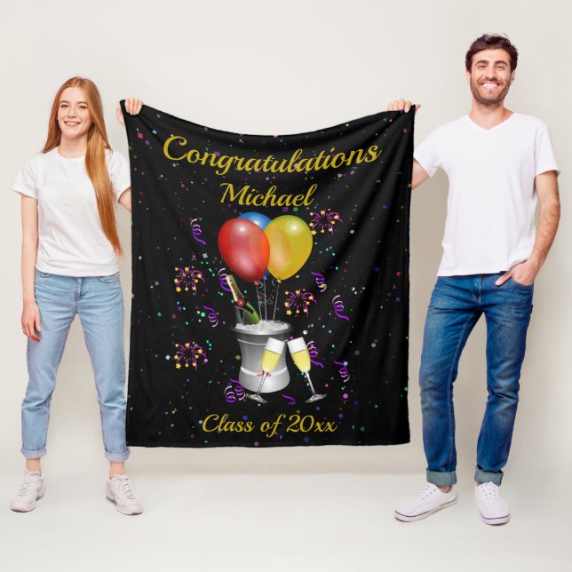 Graduation Bubbly Celebration  Fleece Blanket (In Situ)