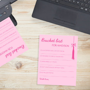 Graduation Bucket List Pink Graduation Advice Card