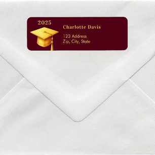 Graduation burgundy gold cap 2025 return address