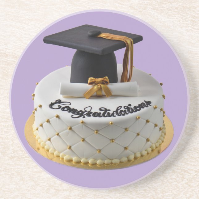 Graduation Cake Sandstone Coaster (Front)