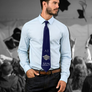 Graduation cap 2026  -monogrammed -  Dark Navy Tie