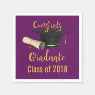 Graduation Cap and Diploma Congrats Graduate Napkin