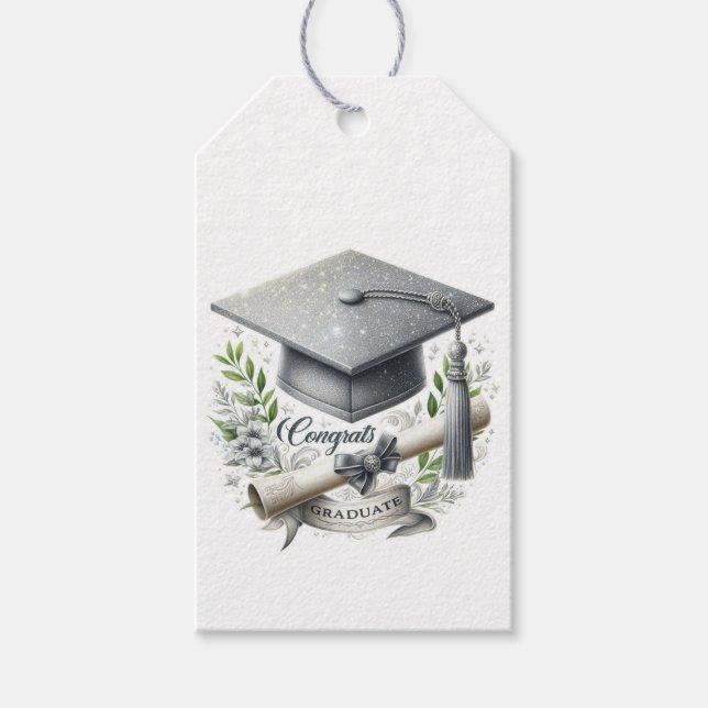 Graduation Cap and Diploma Gift Tags (Front)