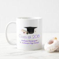 Graduation Cap and Diploma on Purple Class of 20XX