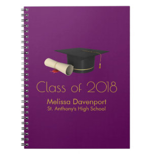 Graduation Cap and Diploma on Purple Class of 20XX Notebook