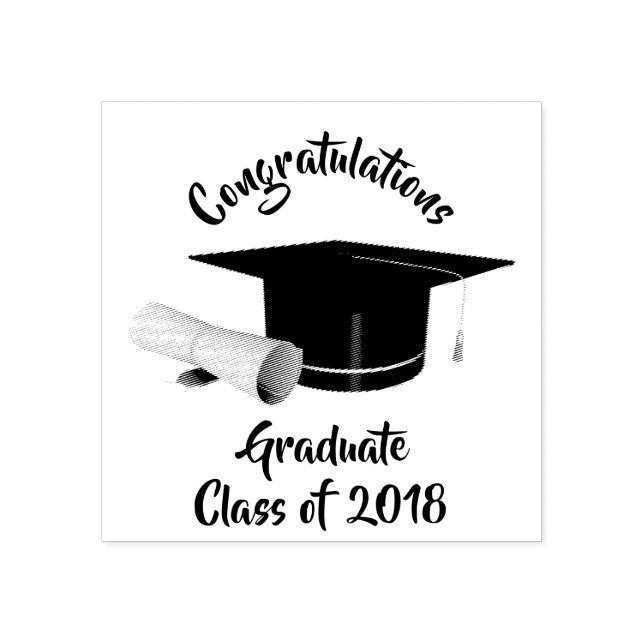 Graduation Cap and Diploma on Purple Class of 20XX Rubber Stamp (Imprint)