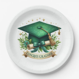 Graduation Cap and Diploma Paper Plate