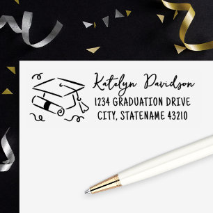 Graduation Cap and Diploma Return Address Self-inking Stamp